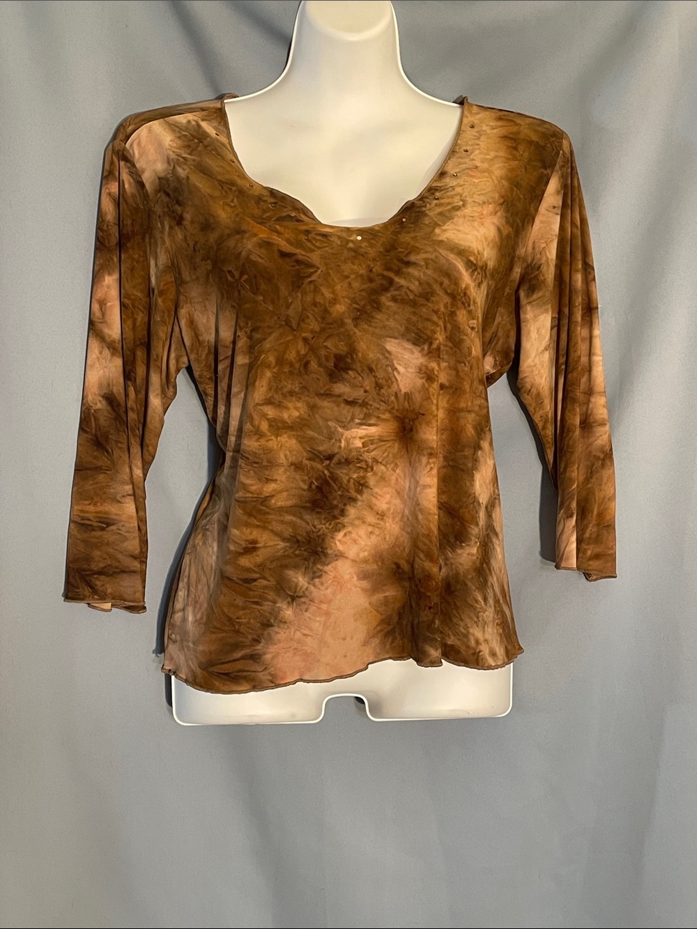 Women's Brown Tie-Dye Long Sleeve Tee